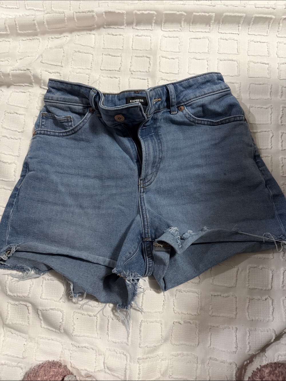 Express Light Blue Denim Cutoff Jean Shorts